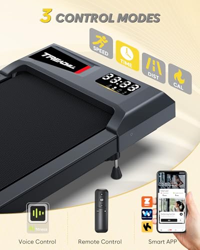 Walking Pad with Incline, Walking Pad Treadmill 300lb Capacity, Under Desk Treadmill Works with KINOMAP WELLFIT