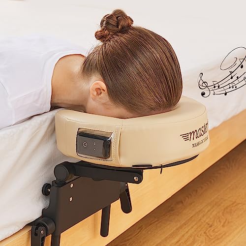 Master Massage 28" Argo Portable Massage Table in Cream with Walnut Legs- Spa Bed for Tabletop Exercise & Massage- Beauty Bed Tattoo Bed- Lash Table