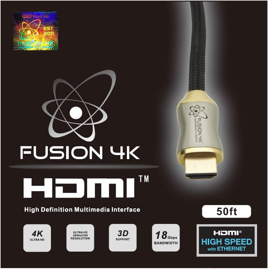 Fusion4K High Speed 4K HDMI Cable (4K @ 60Hz) - Professional Series (20 Feet)