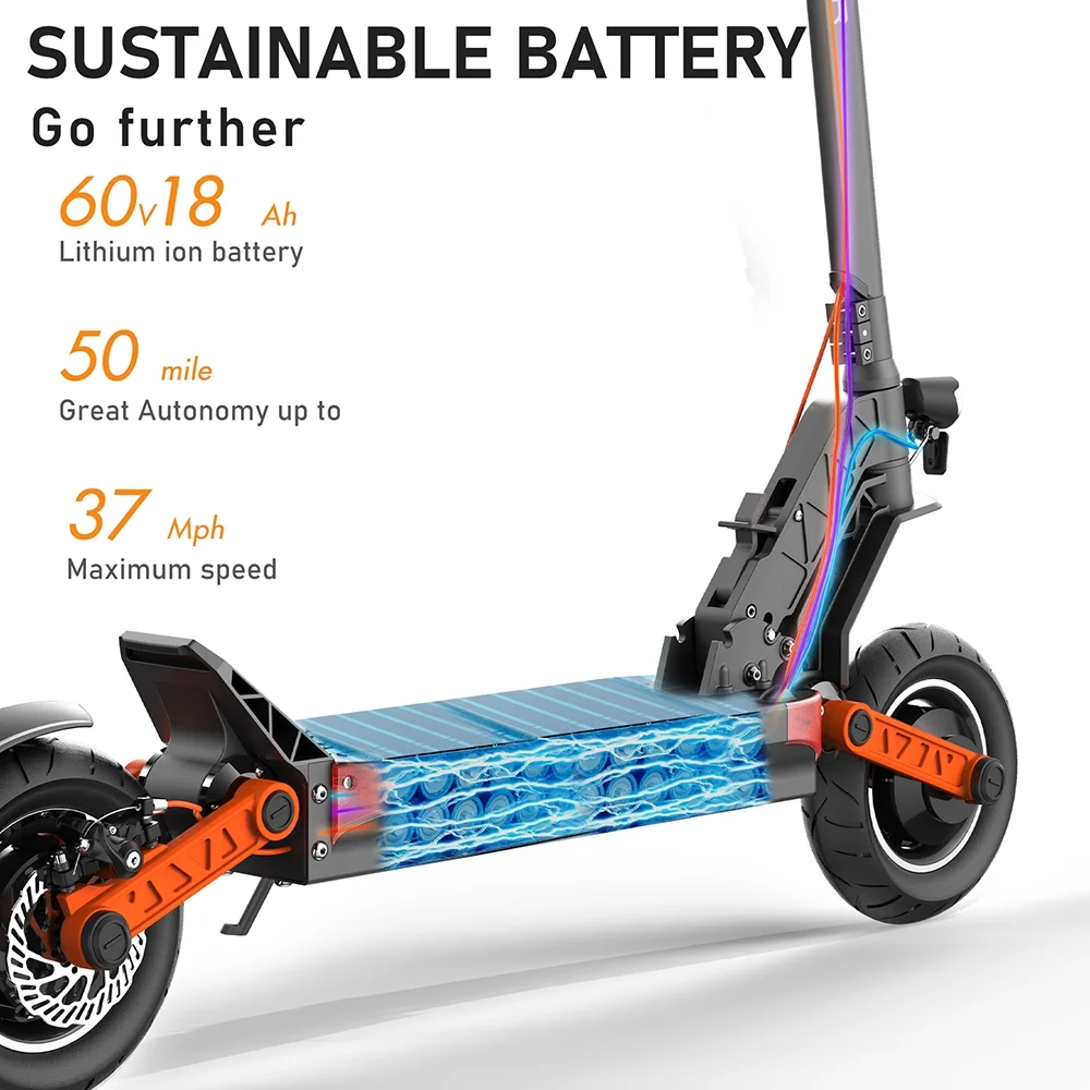 JOYOR S10S Dual Motor Electric Scooter, 2000W Motor Up to 37 MPH & 50 Miles Ranges, 10 Off-Road Tires Commuter Electric Scooter