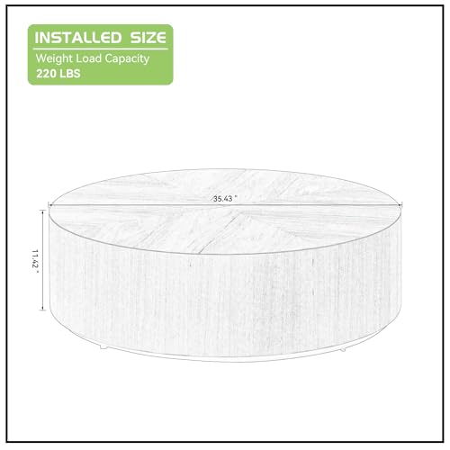 JUSTONE 15.75 ''Round Coffee Table, Accent End Table for Living Room Office Apartment, Modern Minimalist Side Table with Faux Marble Pattern