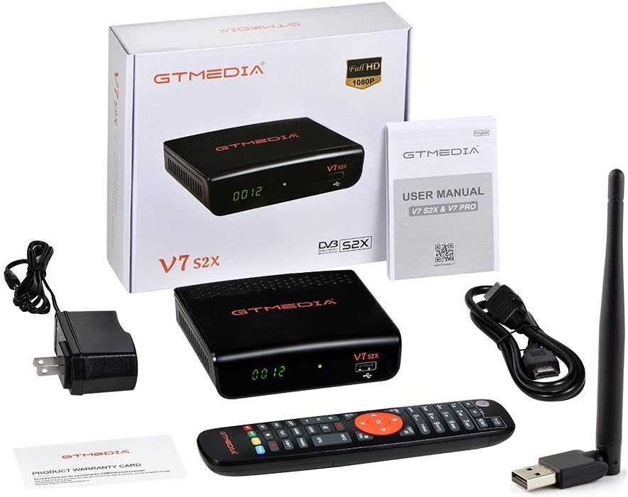[2021 Newest] vlogdeals GTMEDIA V7S2X HD 1080P FTA DVB-S2X H.265 HEVC 8bit Free to air Digital Satellite TV Receiver with USB WiFi Antenna Support