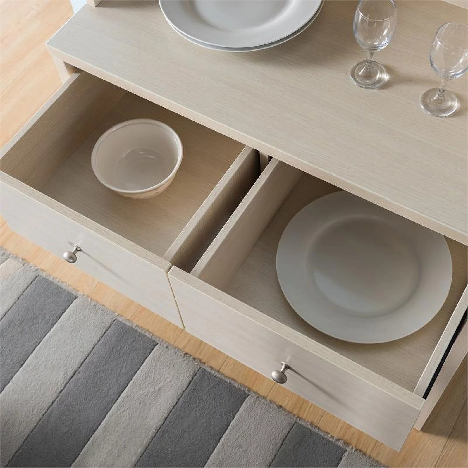 Furniture of America Hazleton Wood Multi-Storage Baker Rack in Ivory