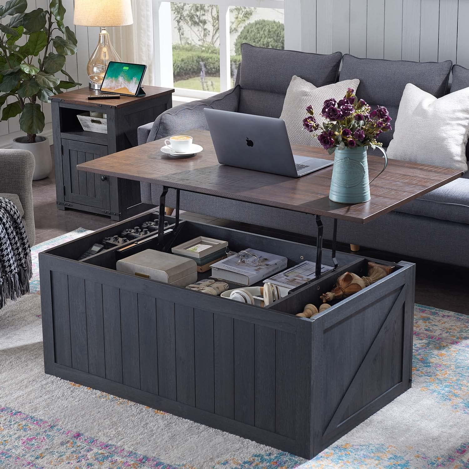 RUNFAYBIU Coffee Table  48" Lift Top Coffee Table with  &amp
