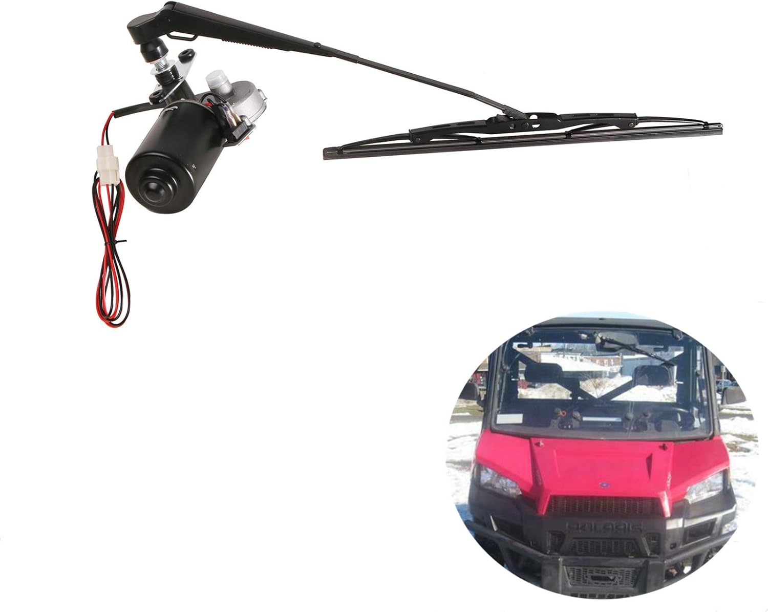 YiCross 12V Universal Electric Windshield Wiper Motor Kit Fits for UTV ATV Hard Coated Or Glass Windshields, Upgraded Wiper Motor Kit - 110° Sweep