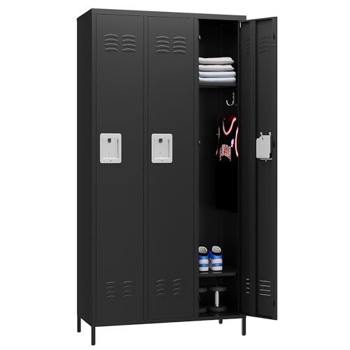 72" Metal Locker for Employees 3 Doors Blue Steel Storage Locker for Office, School, Gym - Metal Storage Cabinets for Home, Office, Gym, School