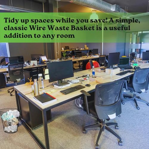 Wire Mesh Round Waste Basket, 9 inch Wide Trash Can Wire Basket