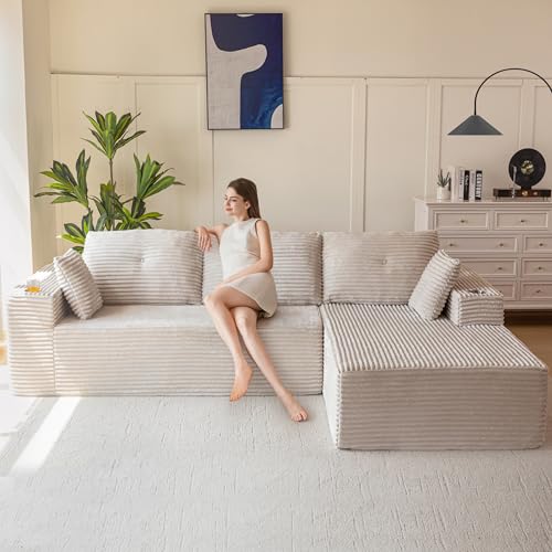 MAXYOYO 110" Modular Sectional Couch with L-Shape Chaise, Modern Boneless Couch for Living Room, Sofa in A Box, Oversized Sofa Sleeper with Deep Seat