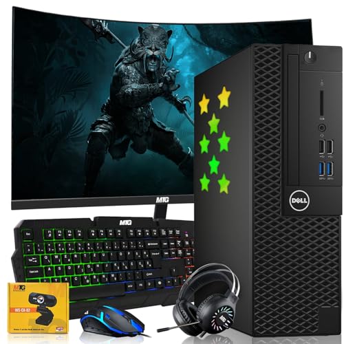 Dell Desktop PC Gaming Bundle - Core i7, 16GB RAM, 1TB SSD, 27-inch Curved Monitor, GT 1030, RGB Keyboard with AI-Enhanced Copilot Key and Mouse
