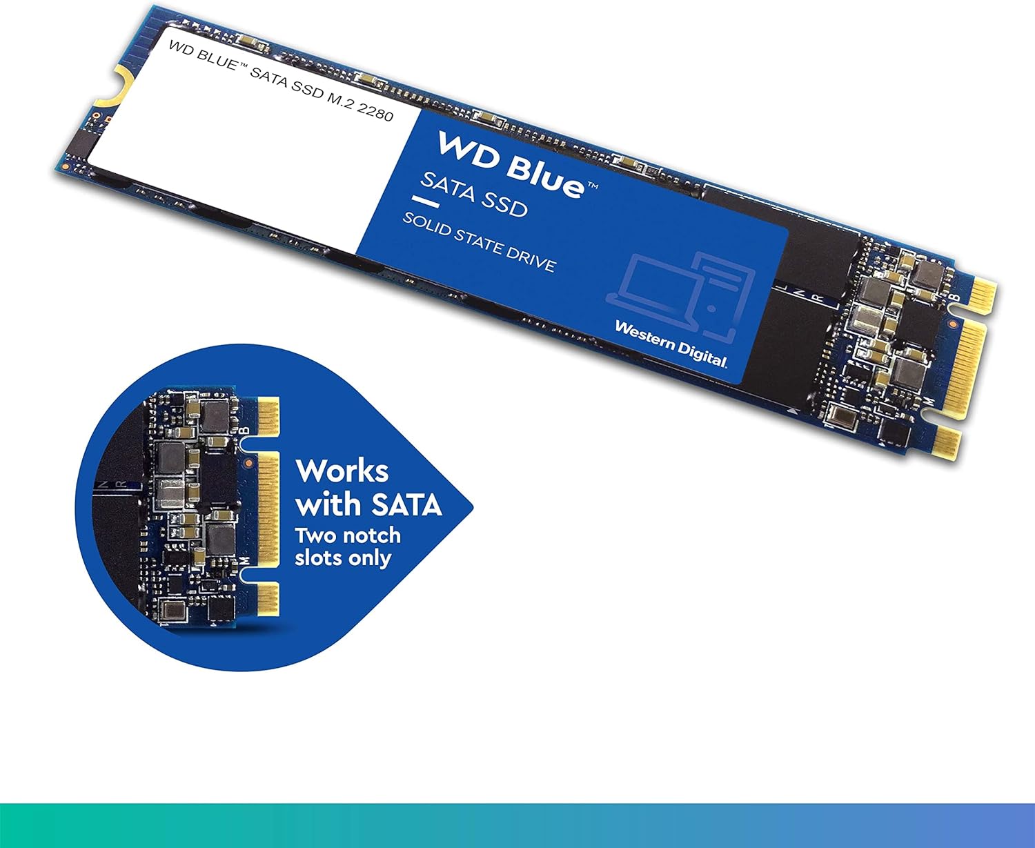 Western Digital 2TB WD Blue 3D NAND Internal PC SSD - SATA III 6 Gb/s, M.2 2280, Up to 560 MB/s - WDS200T2B0B