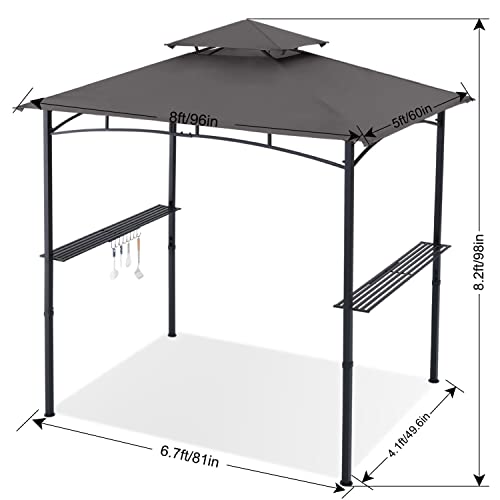 ABCCANOPY 8x5 Grill Gazebo - Outdoor BBQ Canopy Shelter with Led Light for Patio Backyard Grilling (Dark Gray)