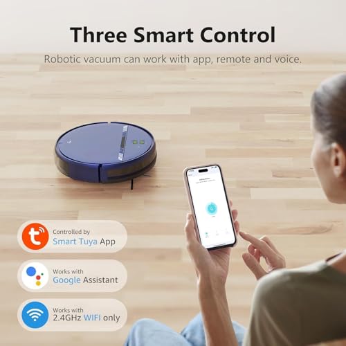 Robot Vacuum and Mop Combo, Automatic Slef-Cleaning Robotic Vacuum Cleaner for Pet Hair, Smart 2 in 1 Mopping Robot Vacuum with Schedule