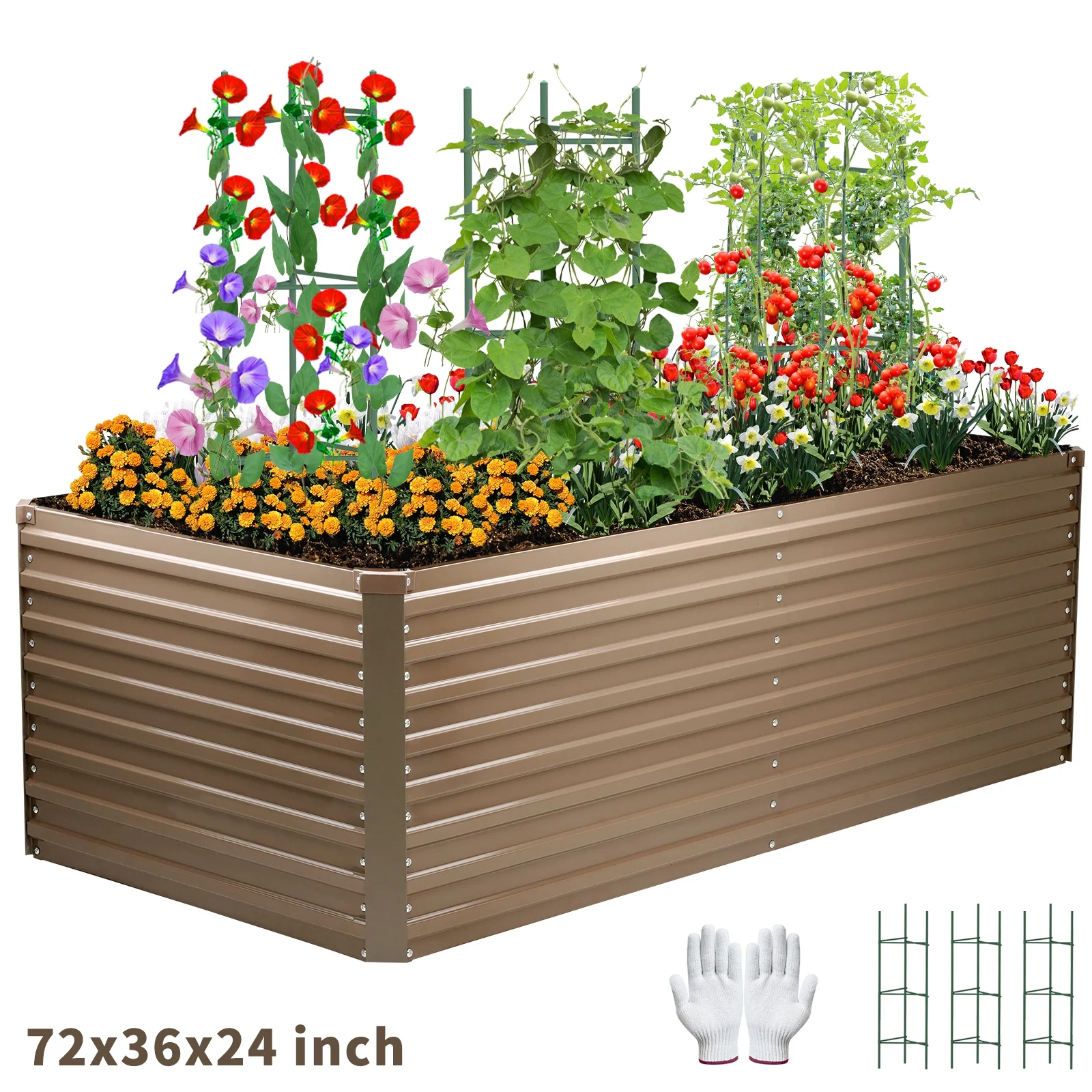 Galvanized Raised Deep Garden Bed 6x3x2 ft Steel Rust-Resistant Planter Box Outdoor Gardening Large Elevated Metal Container for Vegetables, Herbs