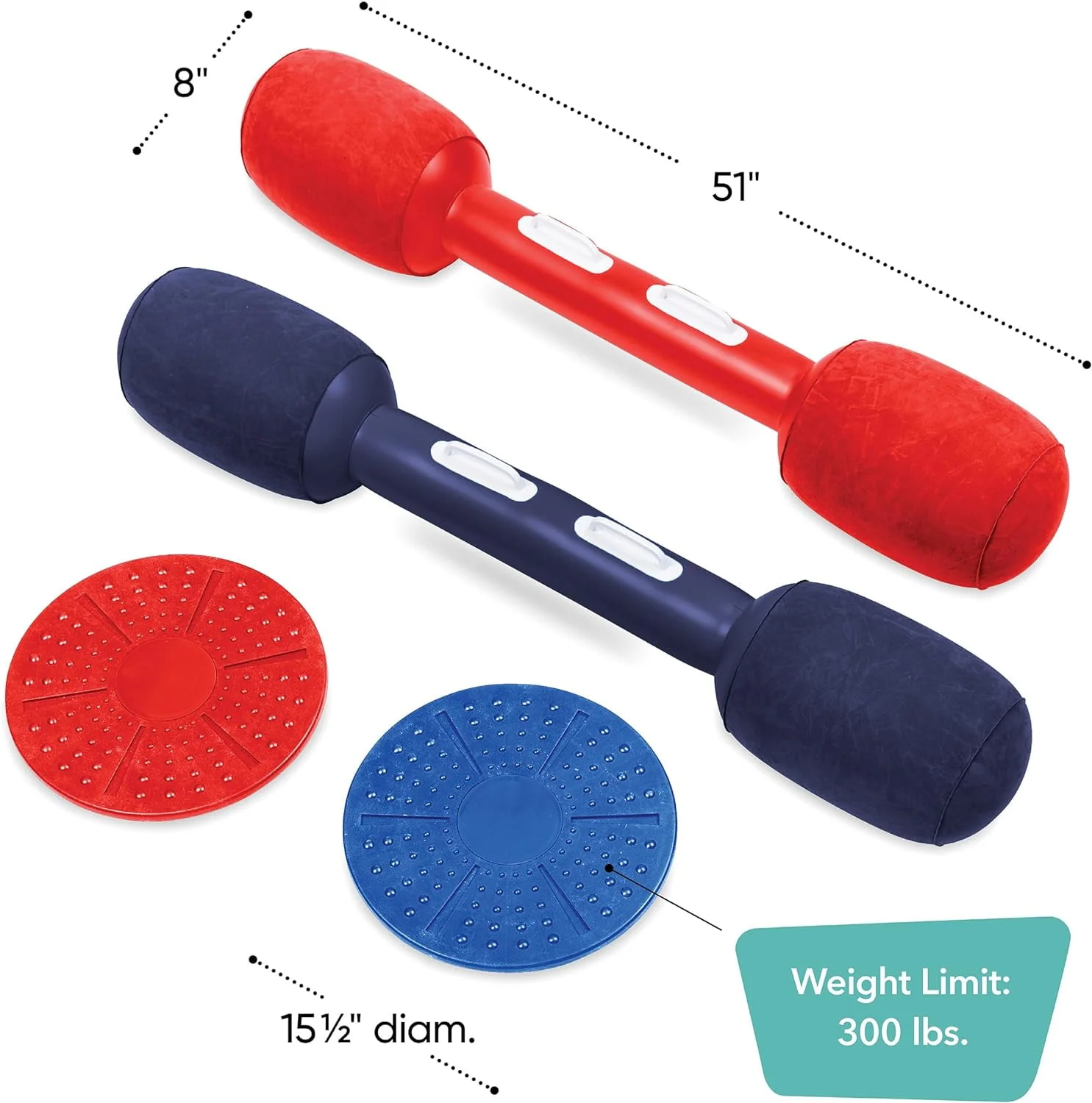 HearthSong Indoor Balance Jousting Set for Active Kids' Play, Includes 2 Inflatable Boppers and 2 Balance Boards