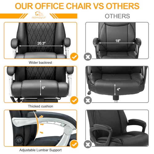 HOMREST Executive Office Chair, Ergonomic Office Chair with 4 Points Massage,Big and Tall Office Chair with Heat,Home Office Desk Chair,White