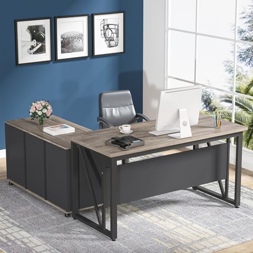 Tribesigns 63 inches Executive Desk and 47" lateral File Cabinet