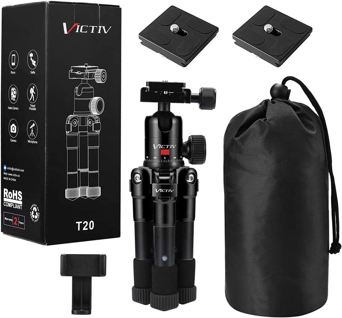 Tabletop Tripod, 20inch Portable Desktop Mini Tripod for Camera with 360 Degree Ball Head, Aluminum Small Travel Tripod