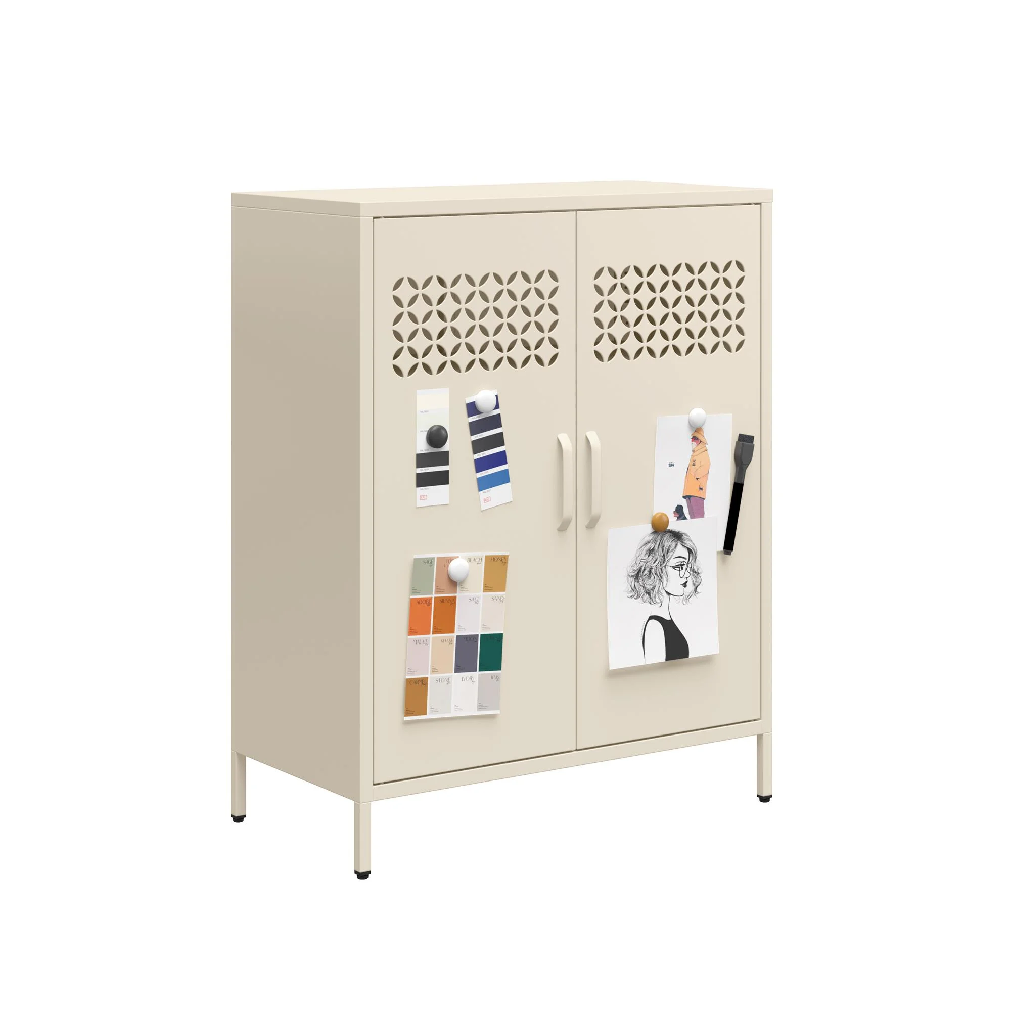 Mr. Kate Annie Short Metal 2 Door Cabinet, Parchment