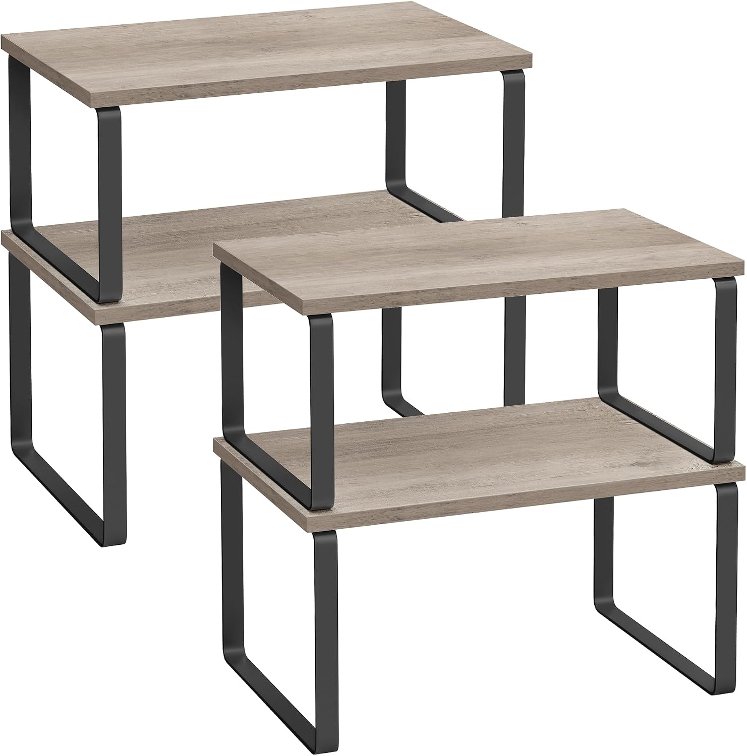 SONGMICS Cabinet Organizer Shelf, Set of 4 Kitchen Counter Shelves, Kitchen Storage, Spice Rack, Stackable, Expandable, Metal and Engineered Wood