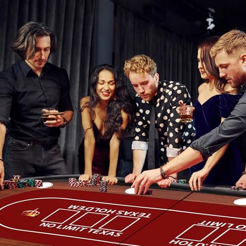 COLOR TREE Foldable Blackjack Poker Table, 84" Premium Texas Hold'em with Cup Holders, Padded Rails, Stylish Blue Design