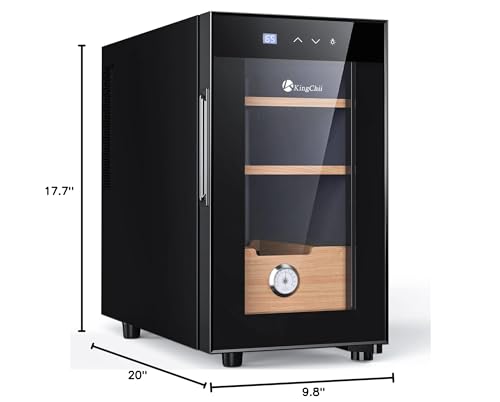 KingChii 16L Electric Cigar Humidors Temperature Control System, Cooling & Heating Humidor Cabinet with Spanish Cedar Wood Shelves & Hygrometer
