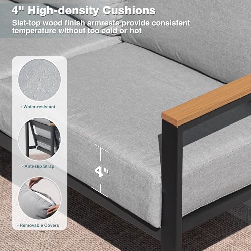 Patio Furniture Set, 4 Pieces Outdoor Patio Furniture with Coffee Table Set