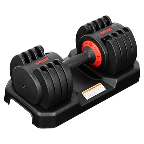Adjustable Dumbbell, 55LB Dumbbell Set with Tray for Workout Strength Training Fitness
