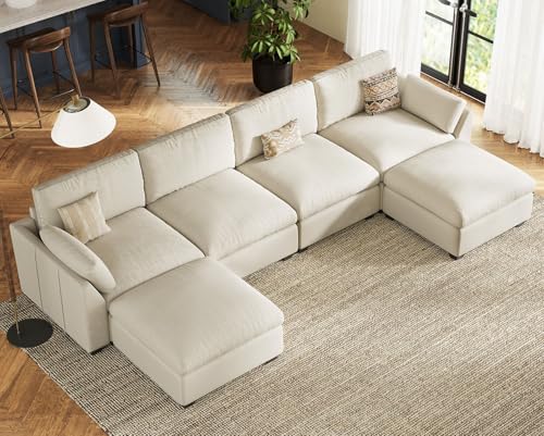 Belffin Extra Large Modular Sectional Sofa,106.3" 4-Seater L Shaped Couch,Velvet Convertible Sectional Couches for Living Room