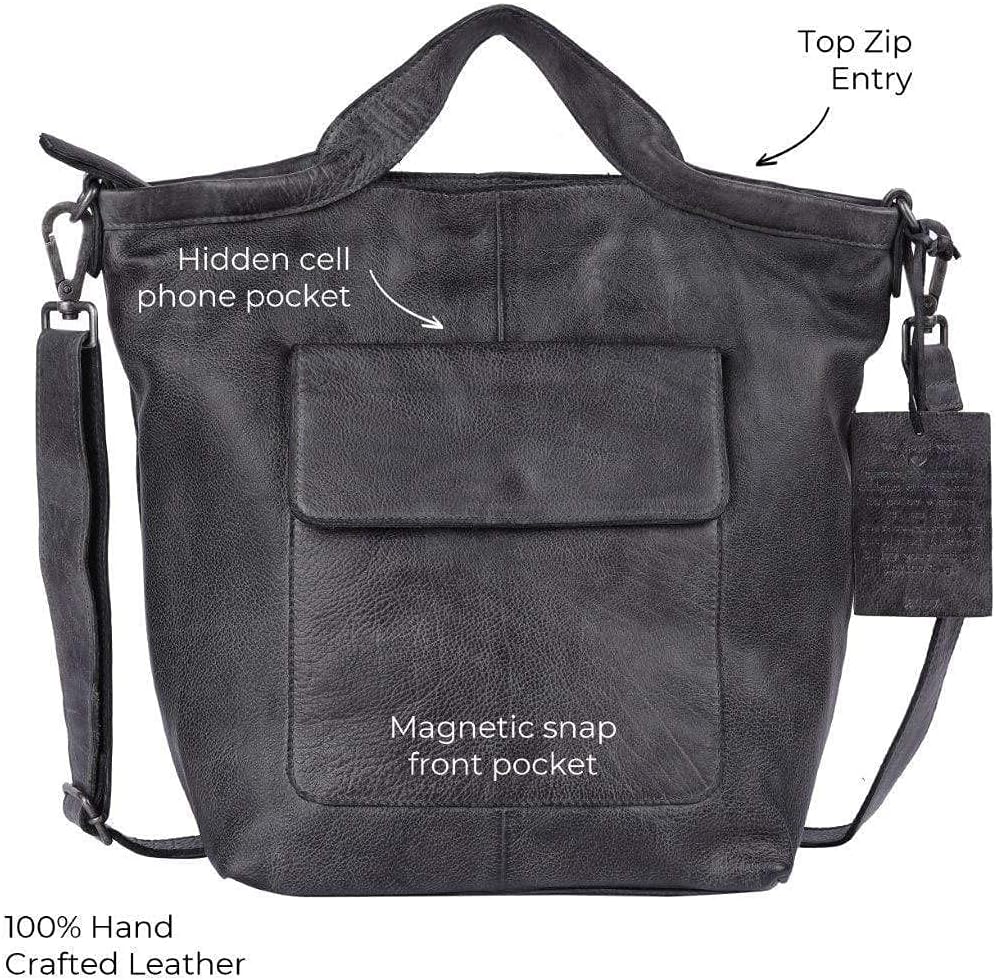 Latico Leathers Bianca Leather Tote Bag for Women (Black) - Made From 100% Authentic Leather Handcrafted by Artisans