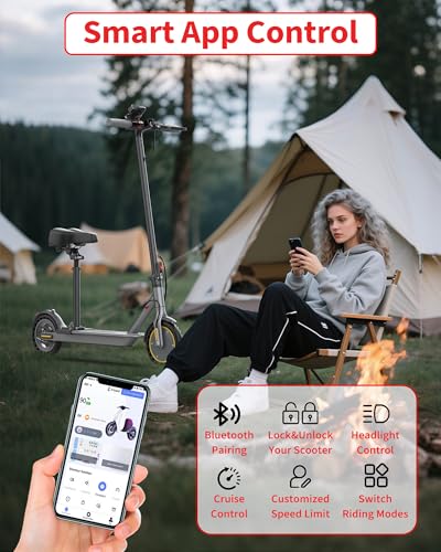 Electric Scooter with Seat, Adults Electric Scooter, Up to 16 Mph, 8.5'' Tire, 350W Motor, E-Scooter with Double Braking Systems for Adults and Teens