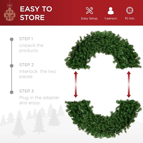 Best Choice Products 60in Large Artificial Pre-Lit Fir Christmas Wreath Holiday Accent Decoration w/ 300 LED Lights, 930 PVC Tips