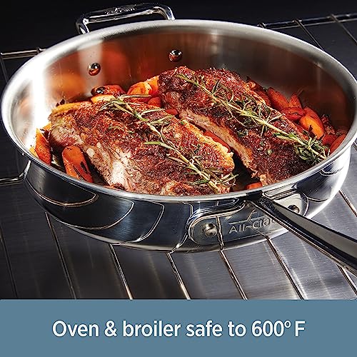 All-Clad D3 3-Ply Stainless Steel Fry Pan Set 2 Piece, 10, 12 Inch, Induction Oven Broiler Safe 600F, Kitchen Cooking Set, Skillets