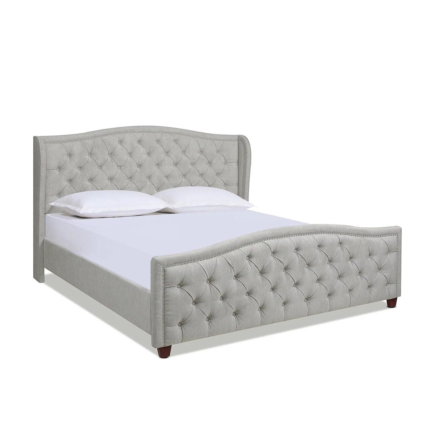 Jennifer Taylor Home Fontana Wingback Upholstered Platform Bed Frame, King, Silver Grey Polyester