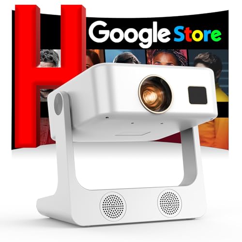 [1200 ANSI/Google Store/Voice Control] 4K Outdoor Smart Projector with WiFi6 and Bluetooth, 10,000+ Apps, Portable Proyector