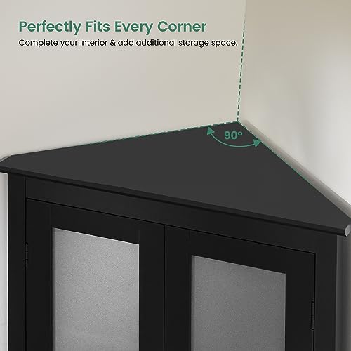 Iwell 67" Tall Bathroom Cabinet, Storage Cabinet with 2 Doors & 1 Drawer, Bathroom Storage Cabinets with Adjustable Shelves, for Living Room