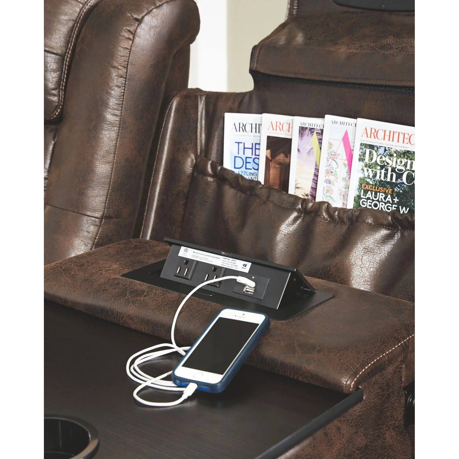 Signature Design by Ashley Game Zone Power Reclining Sofa in Bark