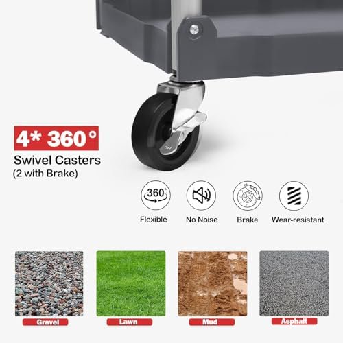 3-Tier Holds Foldable Utility Carts, Collapsible Service Rolling Carts with Wheels， for Home, Office, Garage