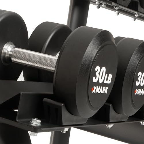 XMARK Dumbbell Weights Sets, 5-50lb and 5-75lb Dumbbell Sets, No Odor, Urethane Dumbbells, Commercial Gym and Home Gym Equipment