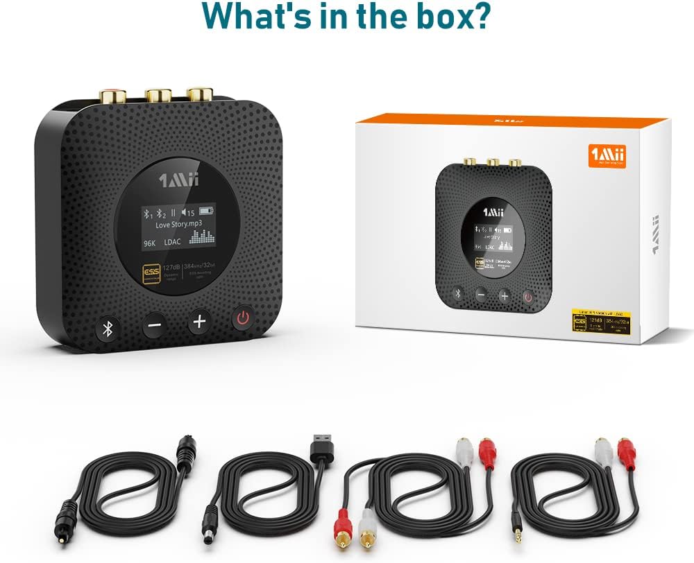 1Mii B06HD+ Bluetooth Receiver, HiFi Bluetooth 5.0 Audio Adapter w/ Audiophile DAC, LDAC, aptX HD & Low Latency