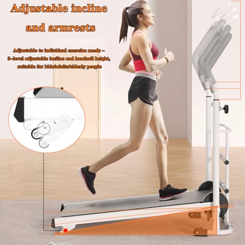 Compact Manual Treadmill with Incline & Handle Bar - Portable Folding Walking Pad for Home, Ideal for Small Spaces, Non-Electric for Kids