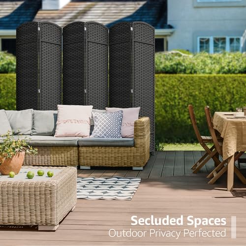 Sorbus 8-Panel Black Room Divider with Double Hinged Panels, 6 ft Tall Folding Privacy Screen