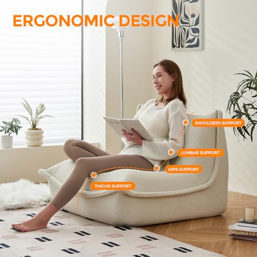 Bean Bag Chairs for Adults Giant BeanBag Chair Sofa Memory Foam Bean Bag Chair Couch with Ergonomic Design for Adults and Kids Home Living Room