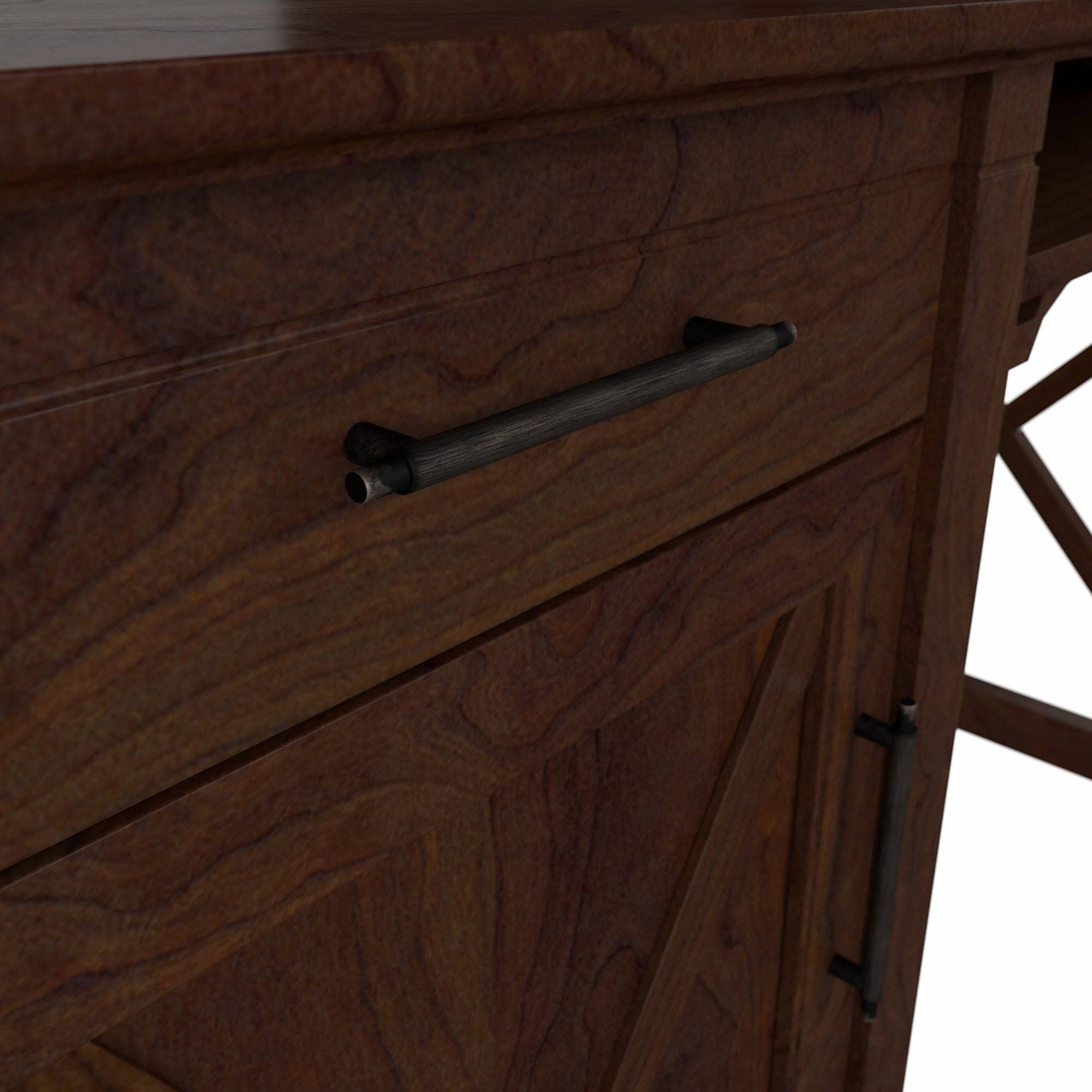 Bush Key West 48W Small Computer Desk with Hutch in Washed Gray - Engineered Wood