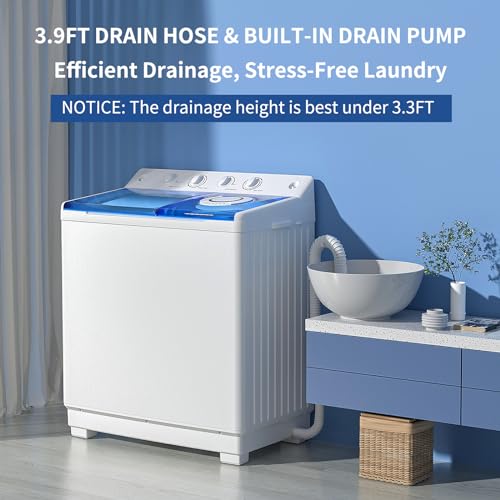 Zynkez Portable Washing Machine, Compact Twin Tub Laundry Washer, Semi-Automatic Washer and Spinner Combo for Apartments, Dorms, RVs