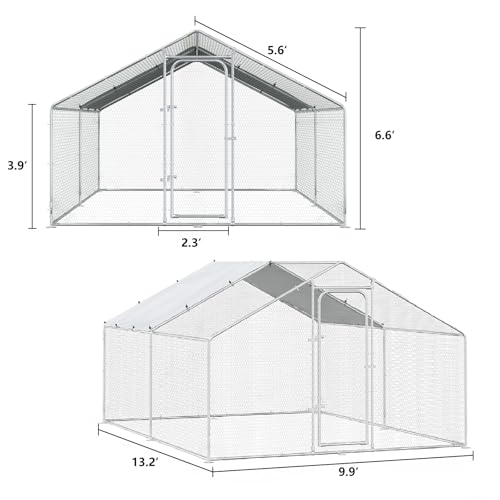 BOSSIN Metal Chicken Coop with Waterproof Cover, Poultry Cage Spire Shaped Coop, Walk-in and Heavy Duty Design