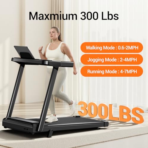12% Incline Treadmill with Handle, 3-in-1 Portable Treadmills for Home and Office, Foldable Treadmills with 300 Lbs Weight Capacity