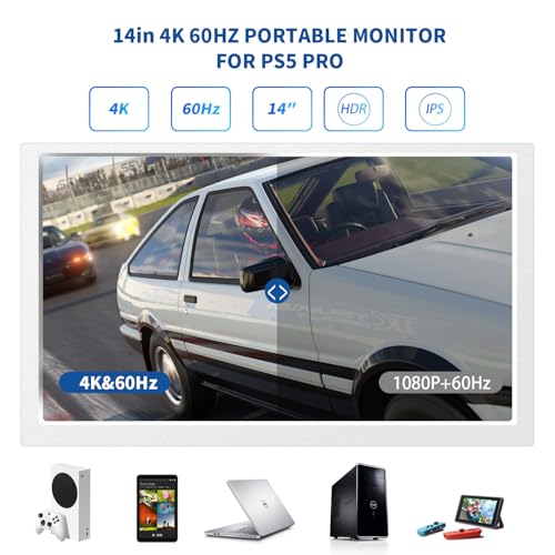 G-STORY 15.6" Inch IPS 4k 60Hz Portable Monitor Gaming Display Integrated with PS5(not Included) 3840×2160 with 2 HDMI Ports,FreeSync