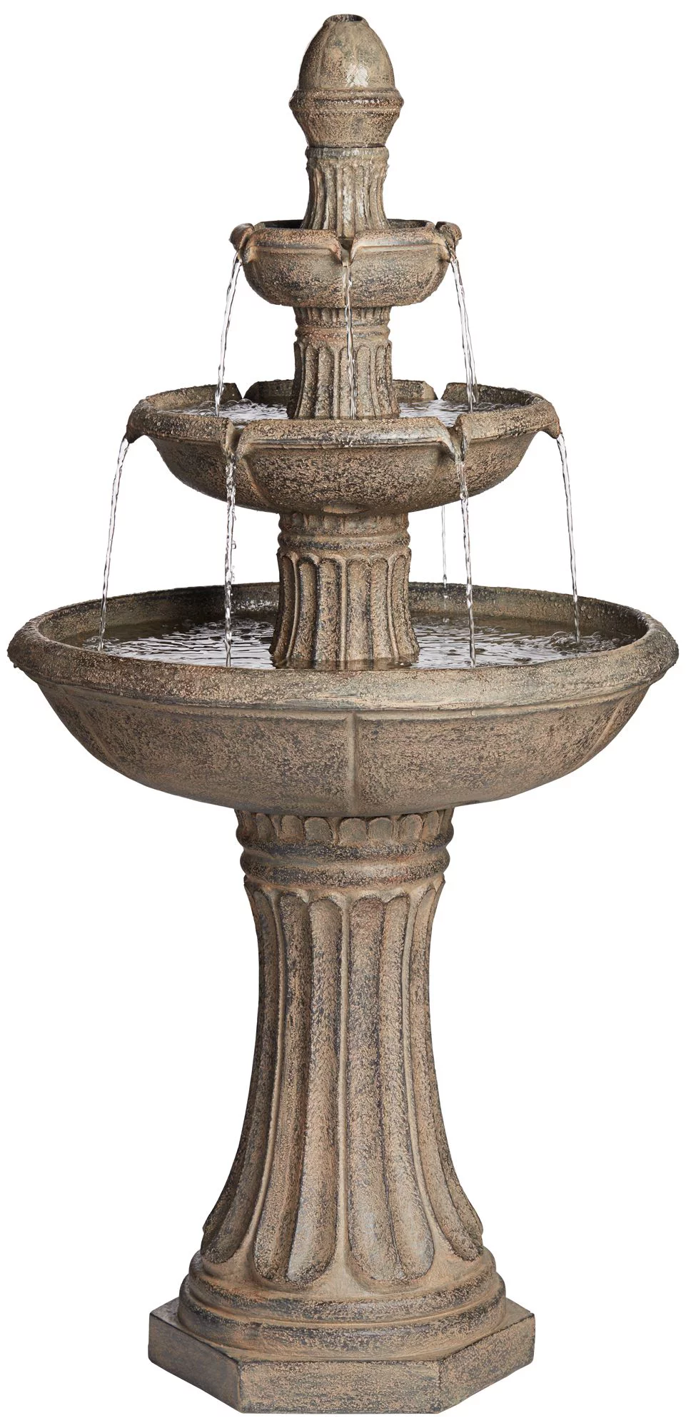 John Timberland Farron Rustic 3 Tier Basin Outdoor Floor Water Fountain with LED Light 46" for Yard Garden Patio Home Deck Porch Exterior Balcony Roof