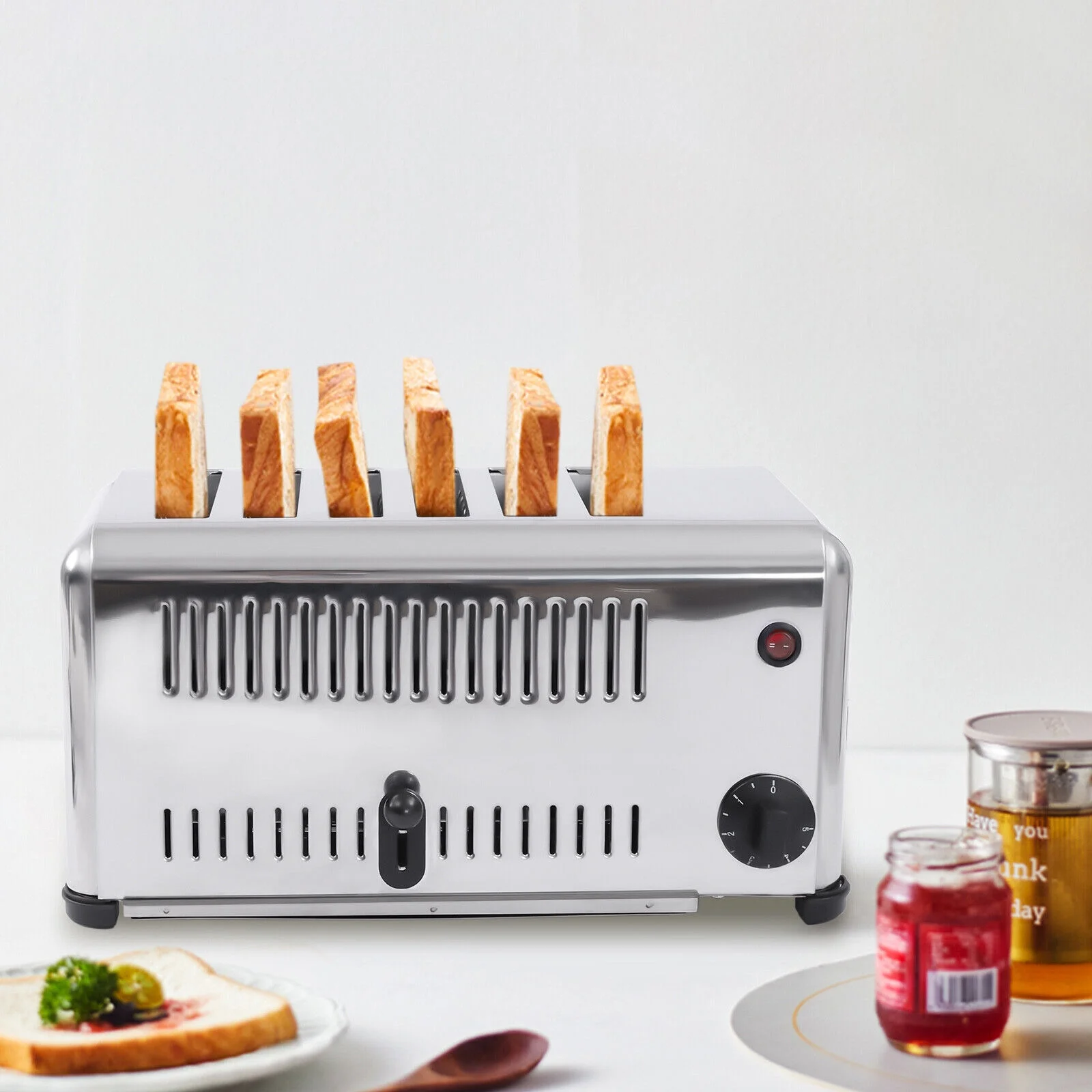 TFCFL Commercial Stainless Steel Electric 6 Slice Toaster Machine Cool Touch Toaster