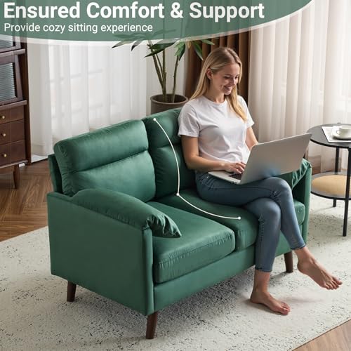 Karl home Mini Loveseat Sofa Couch, 48.8" Small Loveseat with Suede Nap Upholstery for Living Room, Comfy Seating Love Seat for Small Space